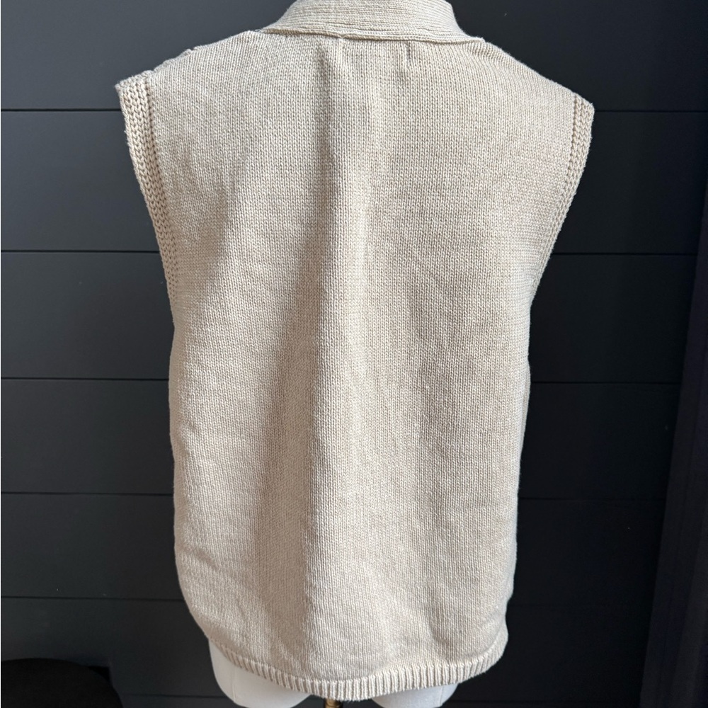 Object Cream V-Neck Cable Knit Sweater Vest Size Large Layering Piece - Picture 3 of 6